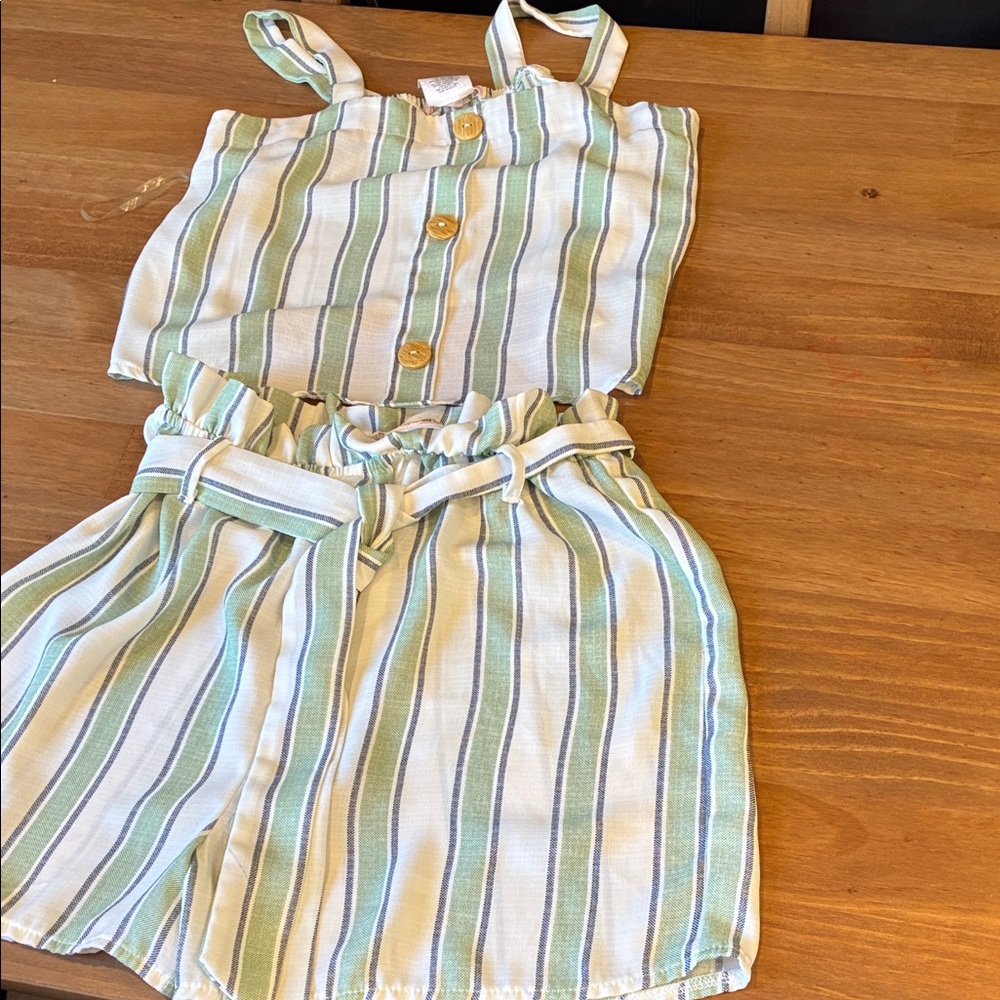 Love Squared Green and White Kids Matching Set